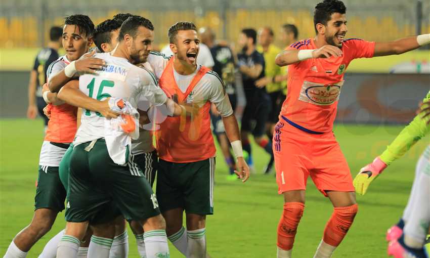 احتفالات لاعبي المصري بالتأهل لكأس مصر