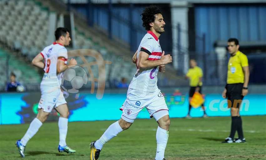 باسم مرسي يحتفل بهدف الزمالك في الرجاء