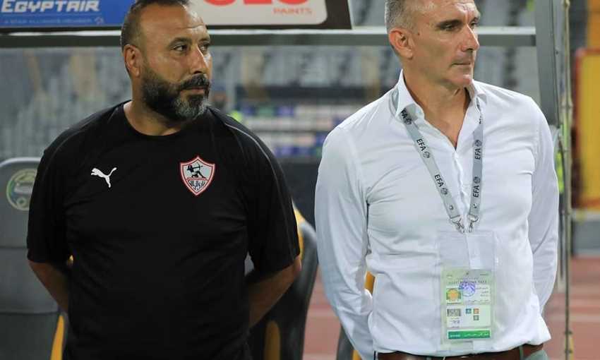 أمير عبد العزيز مدرب عام الزمالك مع باتريس كارتيرون