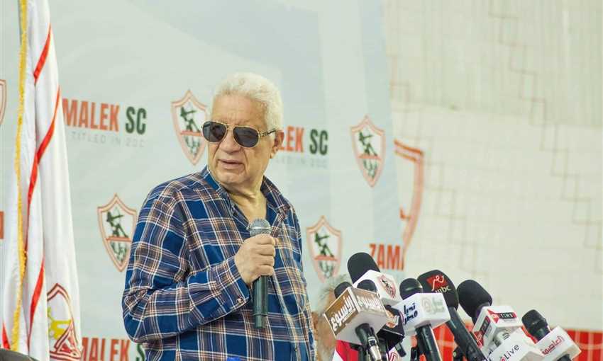 مرتضى منصور في مؤتمر صحفي داخل نادي الزمالك