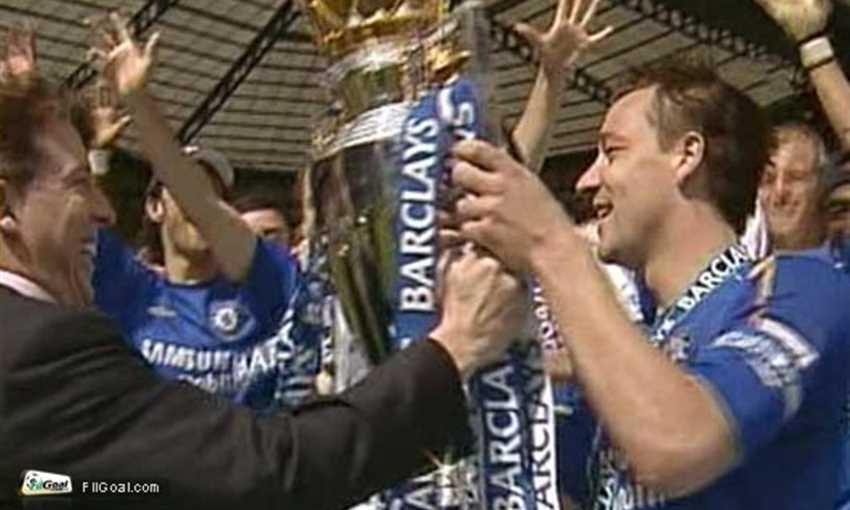Terry celebrating the Premiership title last season