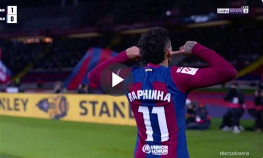 هدف برشلونة الأول في ألميريا - رافينيا (الدوري الإسباني)