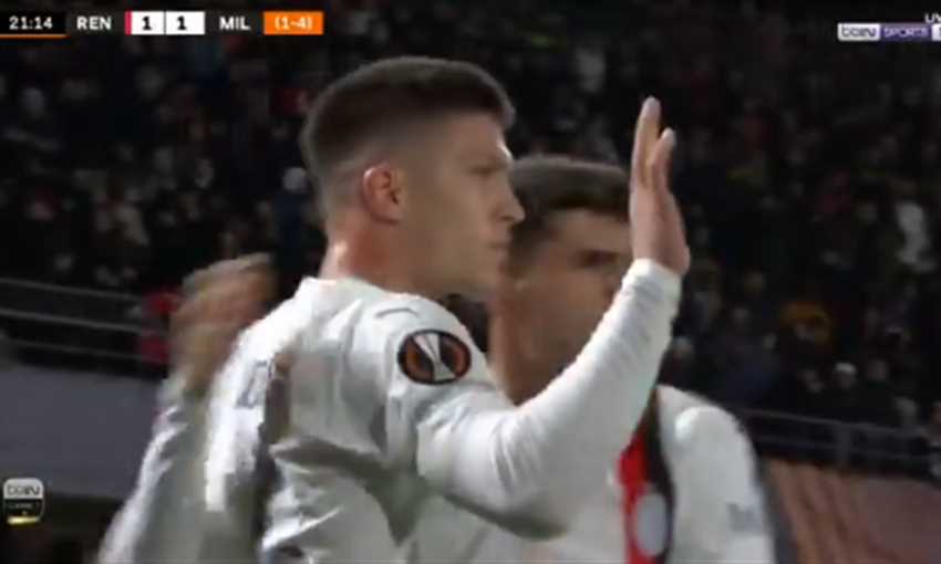 هدف ميلان الأول ضد رين - لوكا يوفيتش (الدوري الأوروبي)
