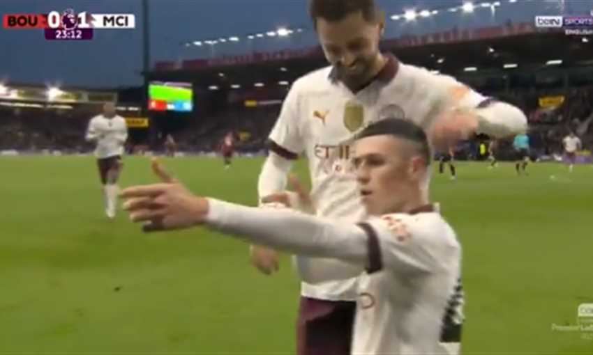 هدف مانشستر سيتي الأول ضد بورنموث - فودين (الدوري الإنجليزي)