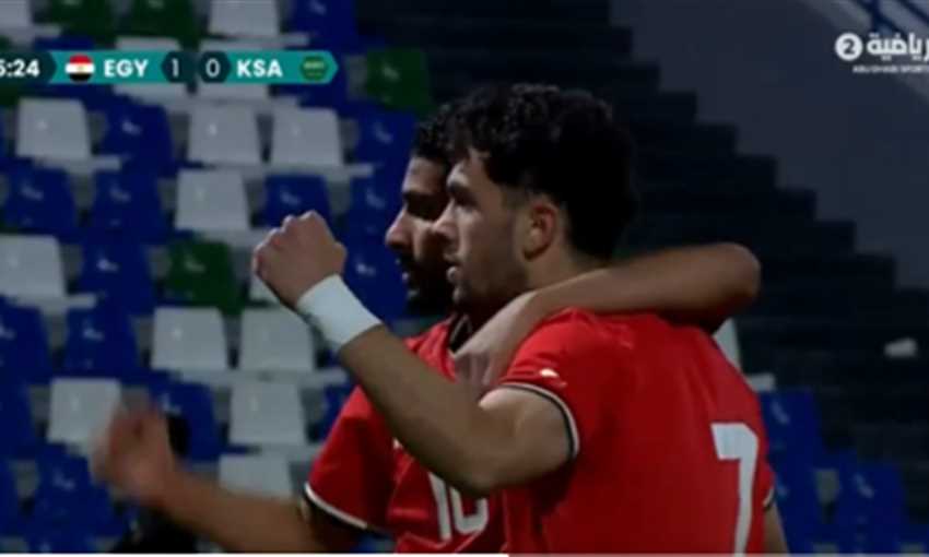 هدف منتخب مصر الأولمبي الأول في السعودية - محمود صابر (بطولة اتحاد غرب آسيا)