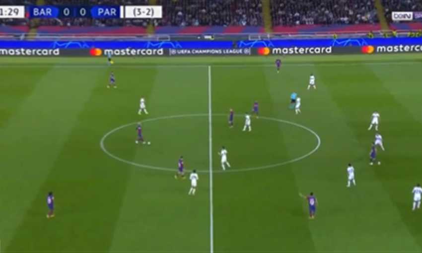 هدف برشلونة الأول ضد باريس - رافينيا (دوري أبطال أوروبا)