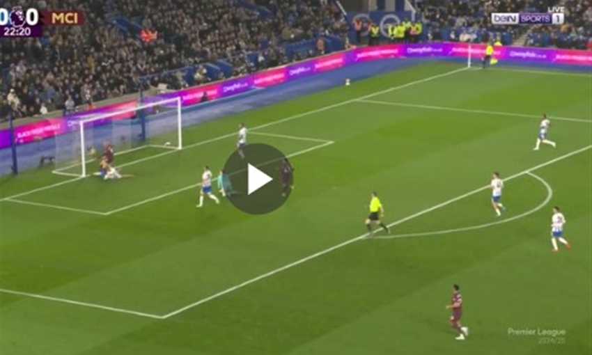 هدف مانشستر سيتي الأول في برايتون - هالاند (الدوري الإنجليزي)