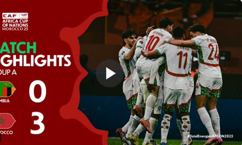 ملخص فوز المغرب على زامبيا 3-0 - أمم إفريقيا