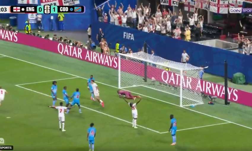 هدف إنجلترا الأول ضد الكونغو الديموقراطية - هاري كين (كأس العالم)